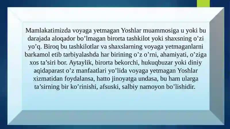 O'ZBEKISTONDA BOLALAR VA YOSHLARNING IJTIMOIY HIMOYASI VA TA'MINOTINING SHAKLLANISHI 3