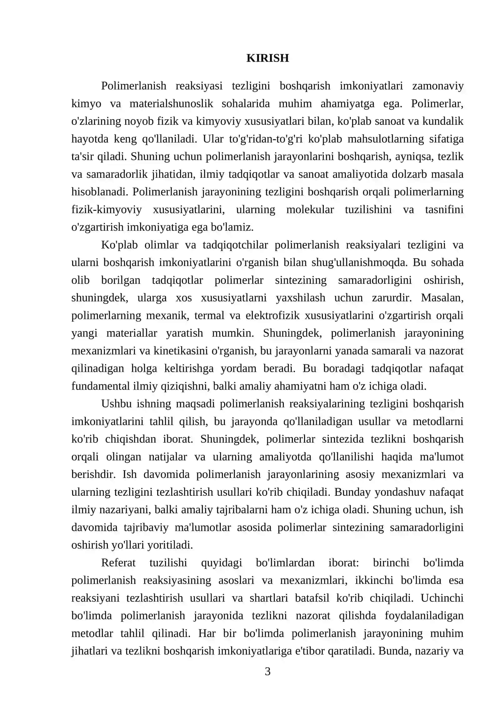 Polimerlanish reaksiyasi tezligini boshqarish imkoniyatlari 3