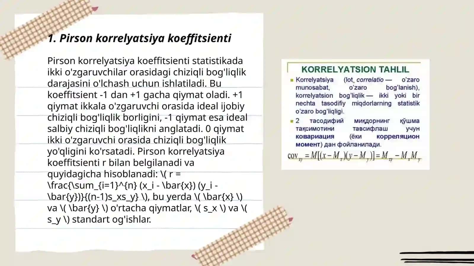 Pirson boʻyicha korrelyatsion tahlil. Spirman 3