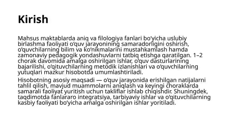 Mahsus maktablar uchun Aniq va filologiya fani uslub birlashmasi 3