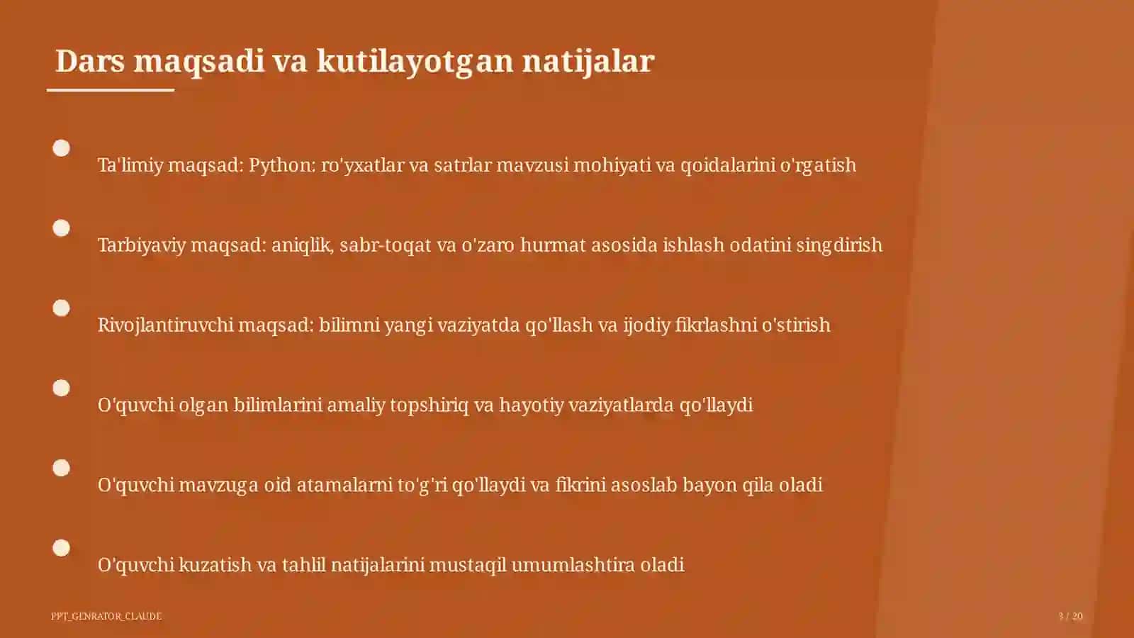 Python: ro'yxatlar va satrlar (9-sinf) 3