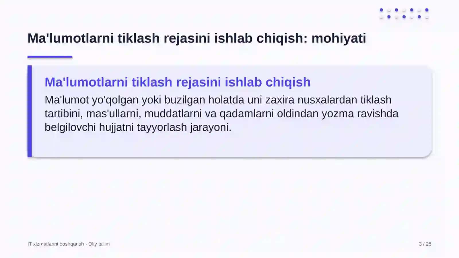 akvaparklarda ma'lumotlarni tiklash rejasini ishlab chiqish 6417 3