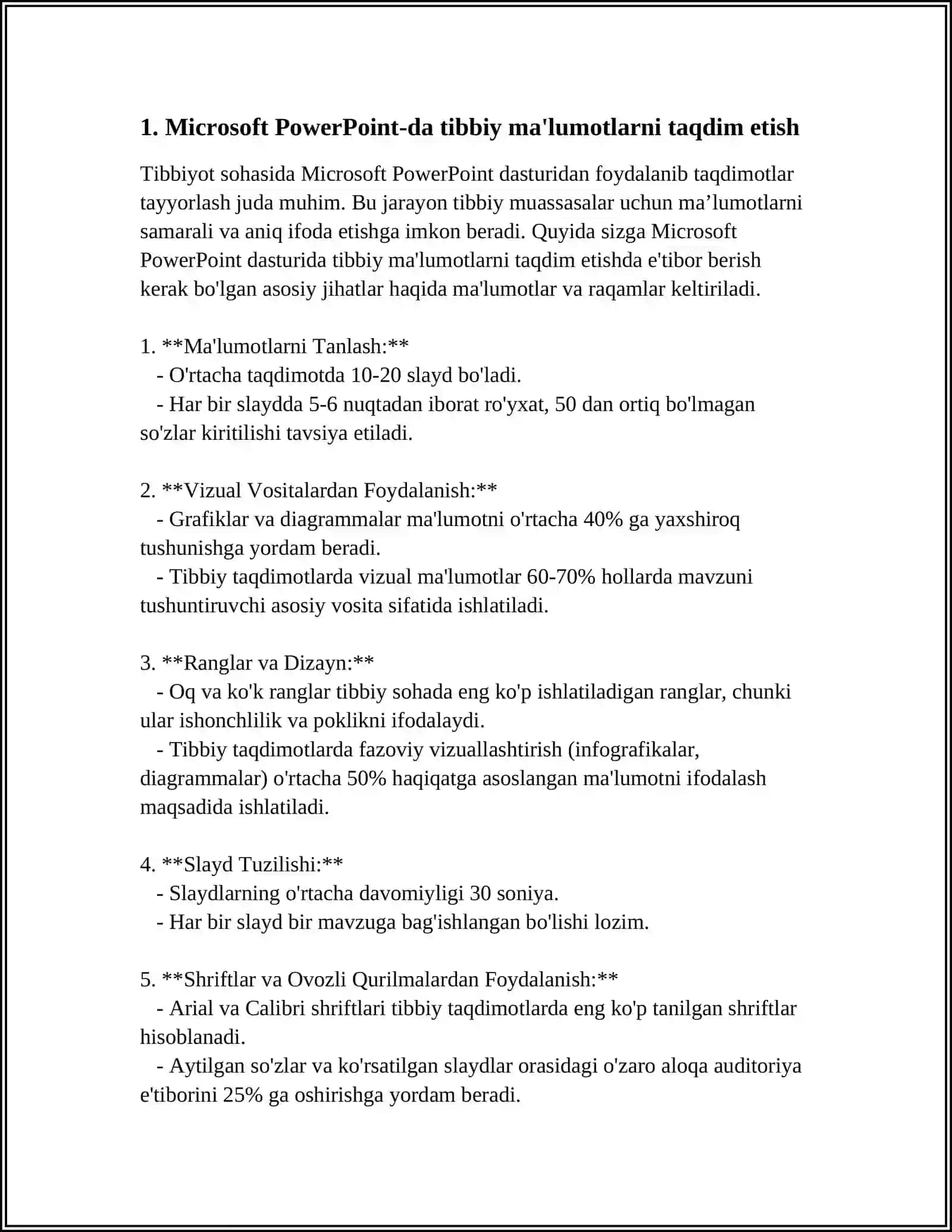 MICROSOFT POWER POINT MATN MUHARRIRIDA TIBBIYOTGA OID HUJJATLAR TAYYORLASH 3