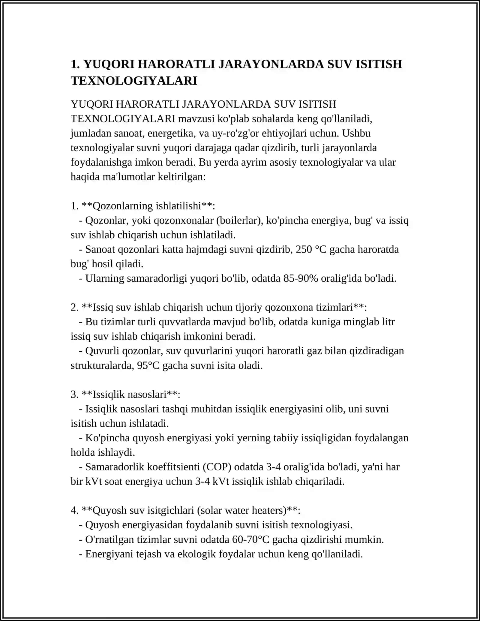 YUQORI HARORATLI JARAYONLARDA SUV ISITISH QURILMALARINING QO'LLANILISHI 3