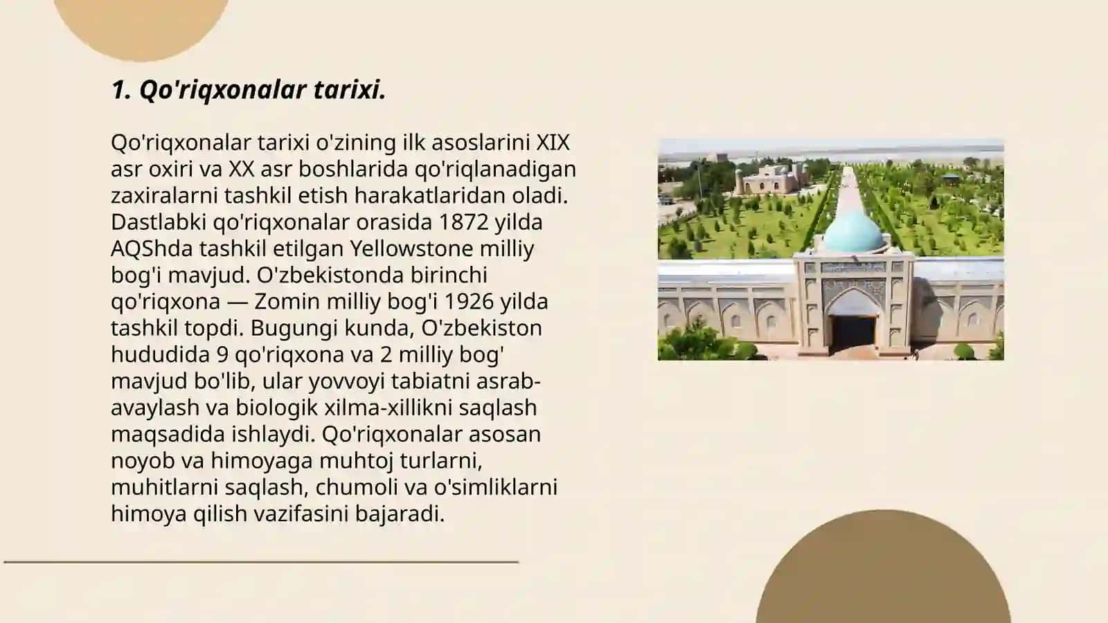 Qo'riqxonalar Tarixi 3