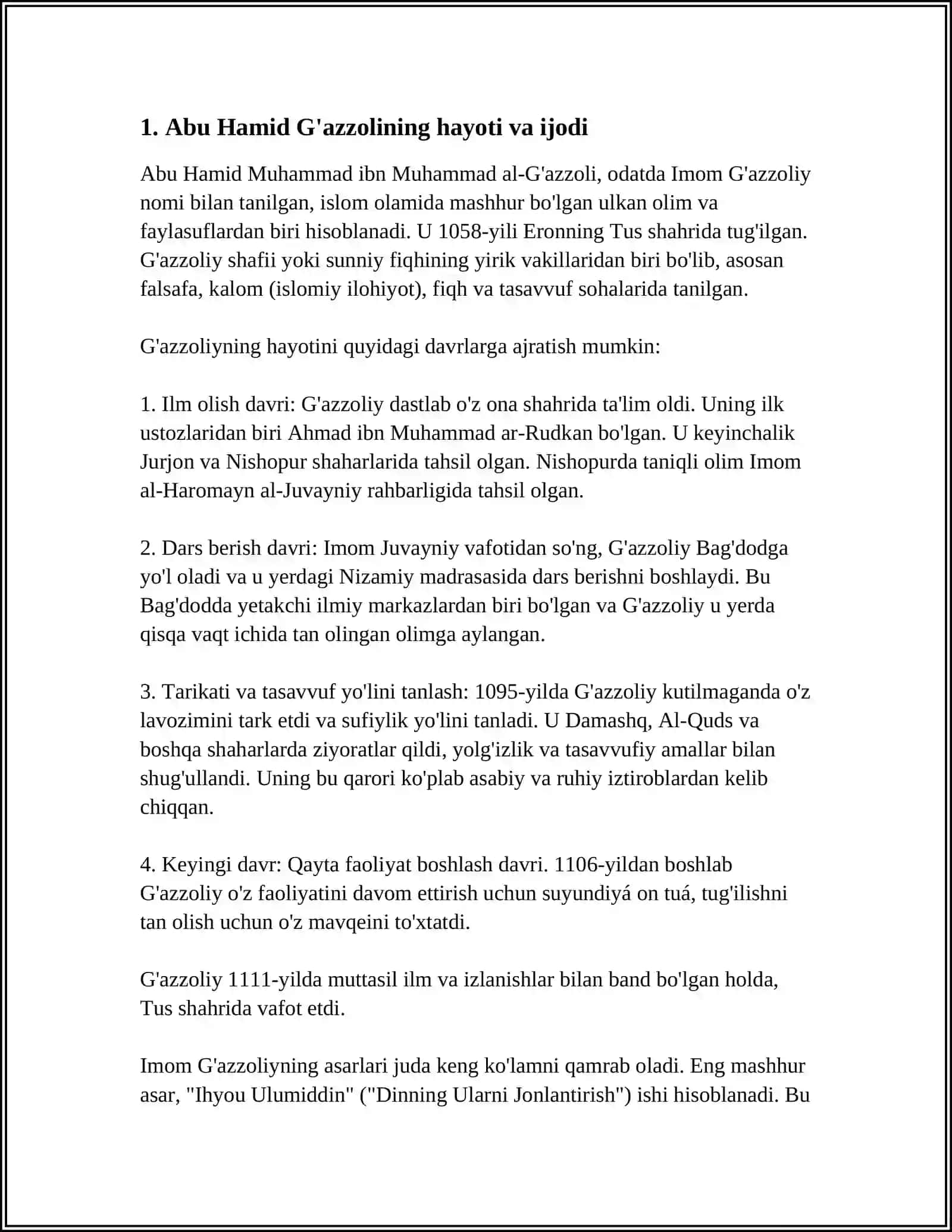 ABU HAMID GʻAZZOLINING MUHOSHAFATUL KULB ASARINI TAXLIL QILISH 3