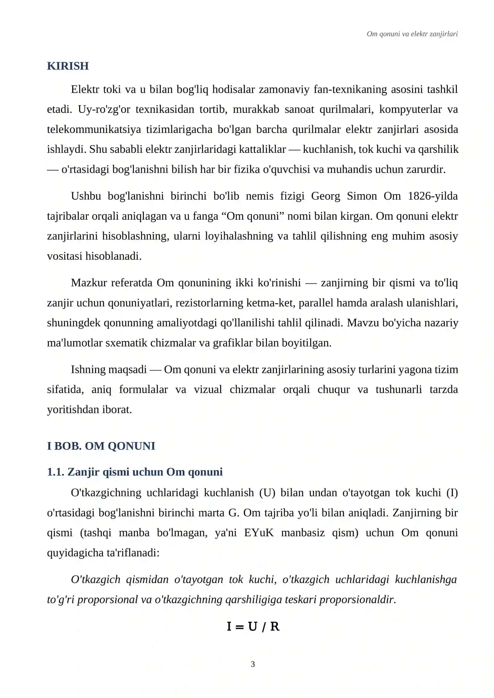 Om qonuni va elektr zanjirlari 3