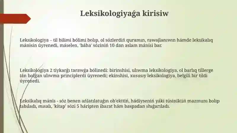 Leksikologiya hám sóz mánileri (sinonim, omonim hám antonim sózler) 3