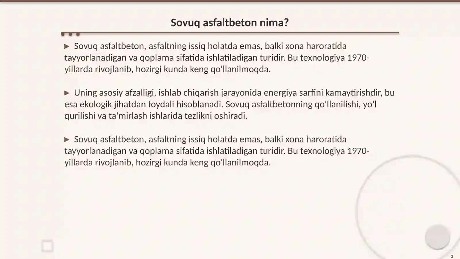 Sovuq asfaltbetondan qoplama qurish texnologiyalarining o‘ziga xosligi 3