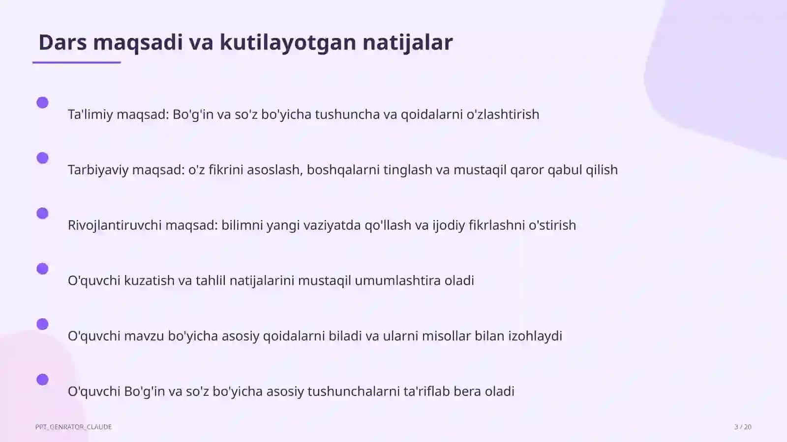 Bo'g'in va so'z (1-sinf) 3