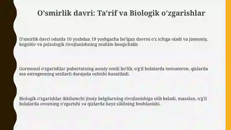 Oʻspirinlik davri 3