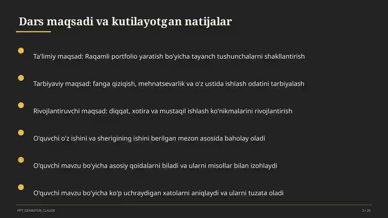 Raqamli portfolio yaratish 3