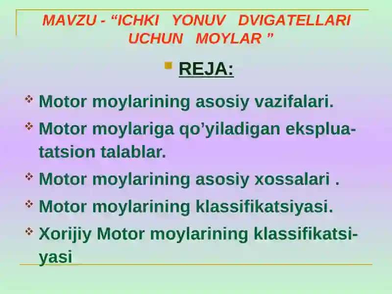 ICHKI YONUV DVIGATELLARI UCHUN MOYLAR 3