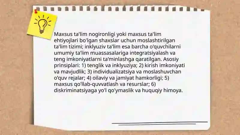 Maxsus va inklyuziv ta'lim tushunchasi va asosiy prinsiplari 3