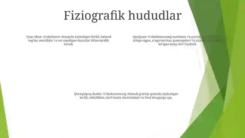 OʻZbekiston Hududini Tabiiy-Geografik Rayonlashtırısh 3