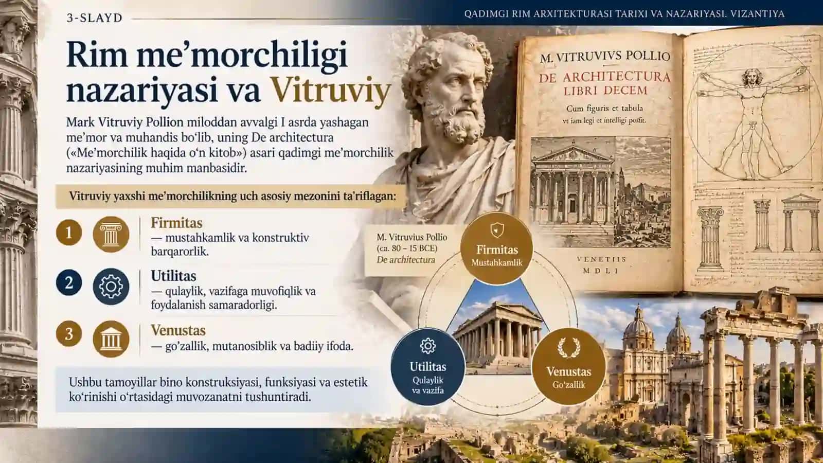 Qadimgi Rim arxitekturasi tarixi va nazariyasi. Vizantiya. 3