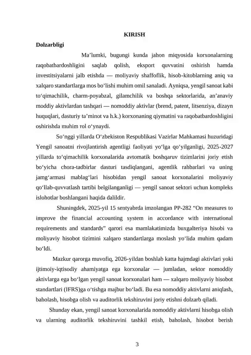 Yengil sanoat korxonalarida nomoddiy aktivlar hisobini yuritish va auditorlik tekshiruvi 3