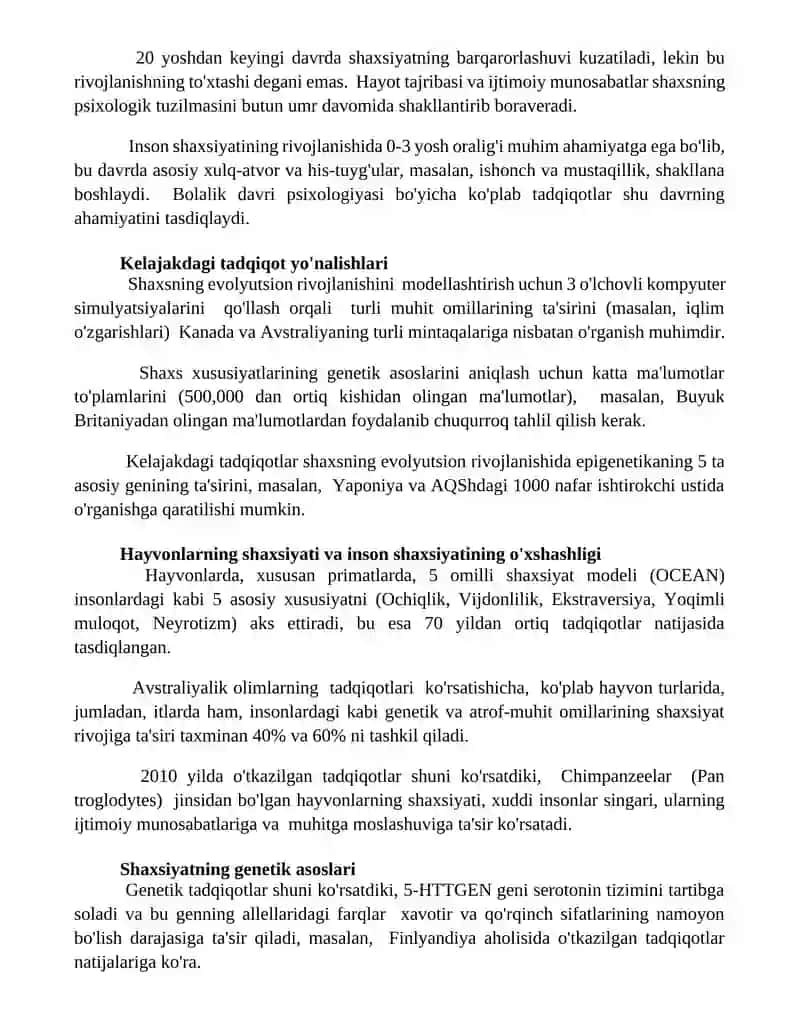 Shaxsni evolyutsion jihatdan rivojlantirishi 3