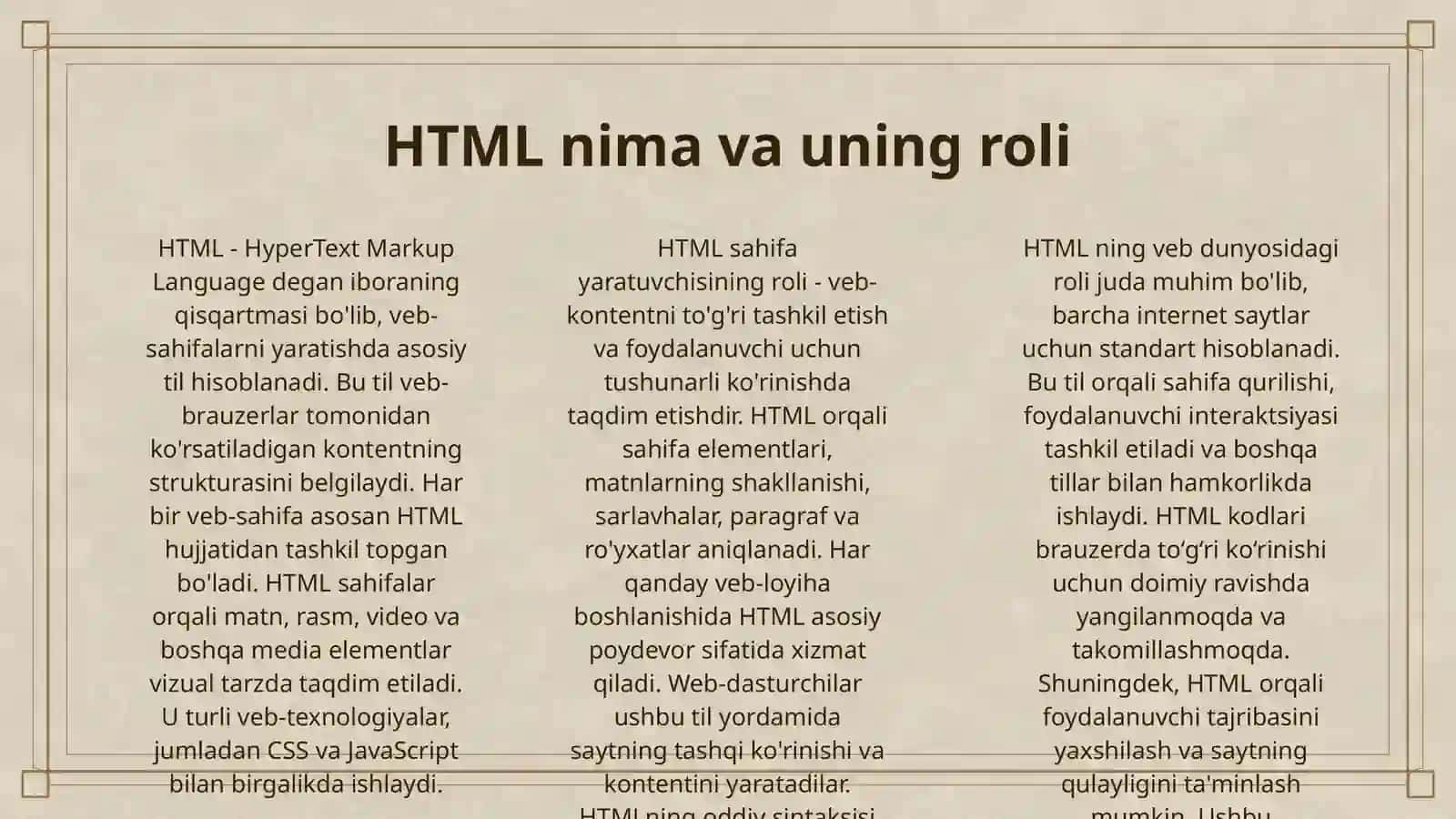 HTML TILIDA SAHIFA YARATISH 3