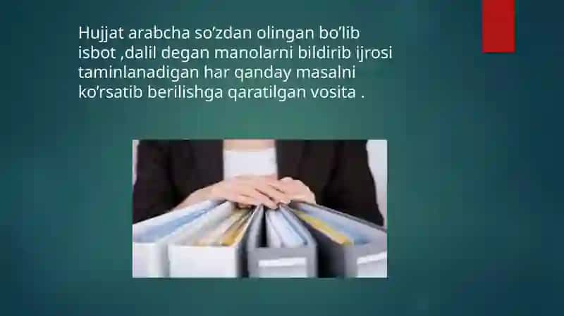 Hujjat turlari bo’yicha taqdimot nutqi tayyorlash 3