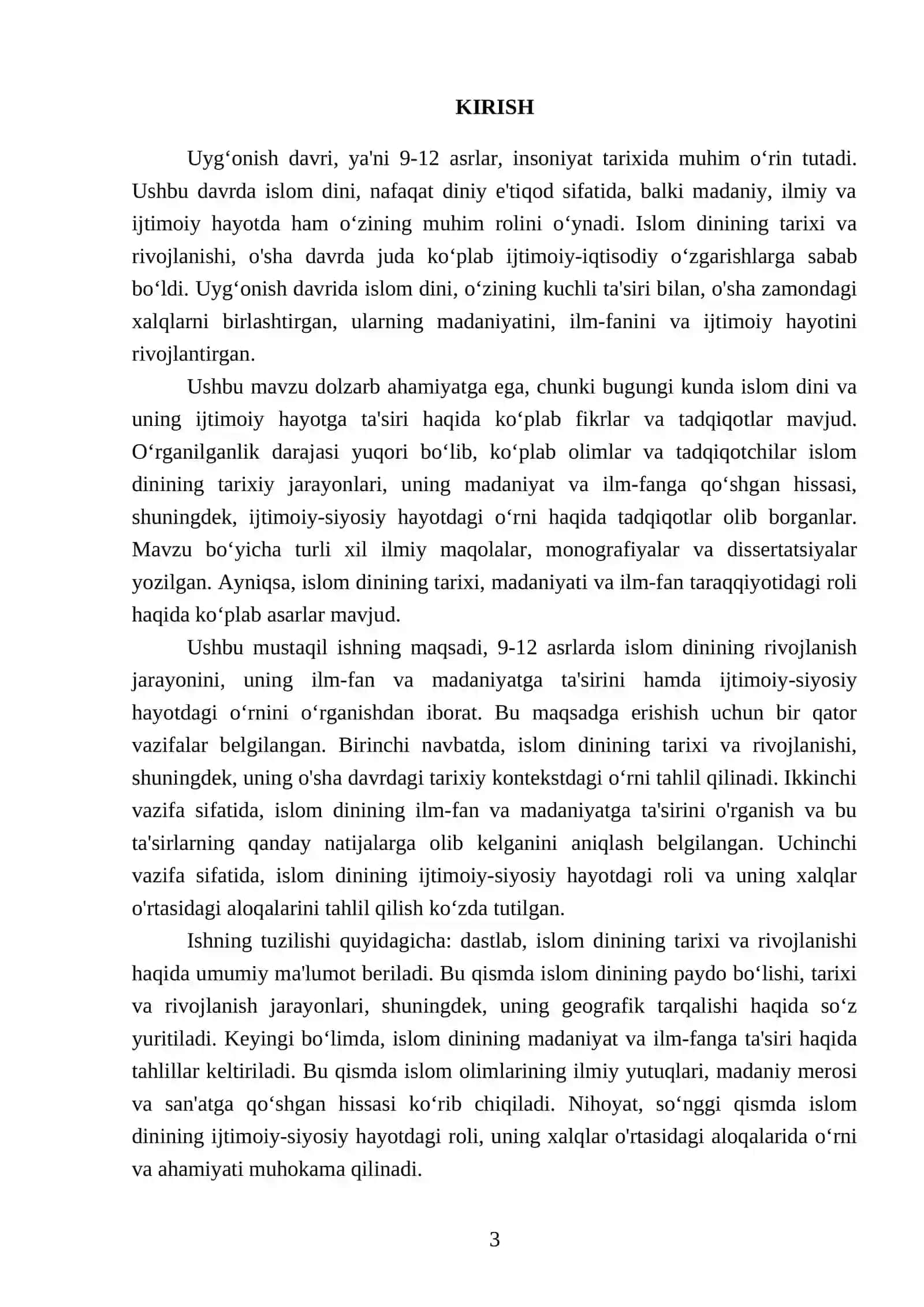 9-12 asrlarda Uygʻonish davrida islom dinning ravnaq topishi referat slayd 3