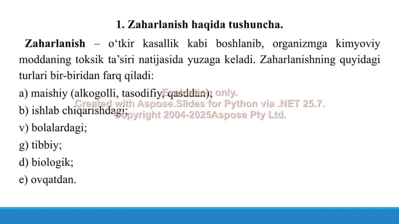 12. Zaharli moddalarning toksikokinetika va toksikodinamikasi. Taqdimot, 17 bet. 3