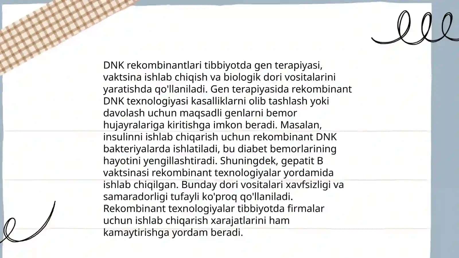 Tibbiyotda DNK rekombinantlarini qoʻllanilishi 3