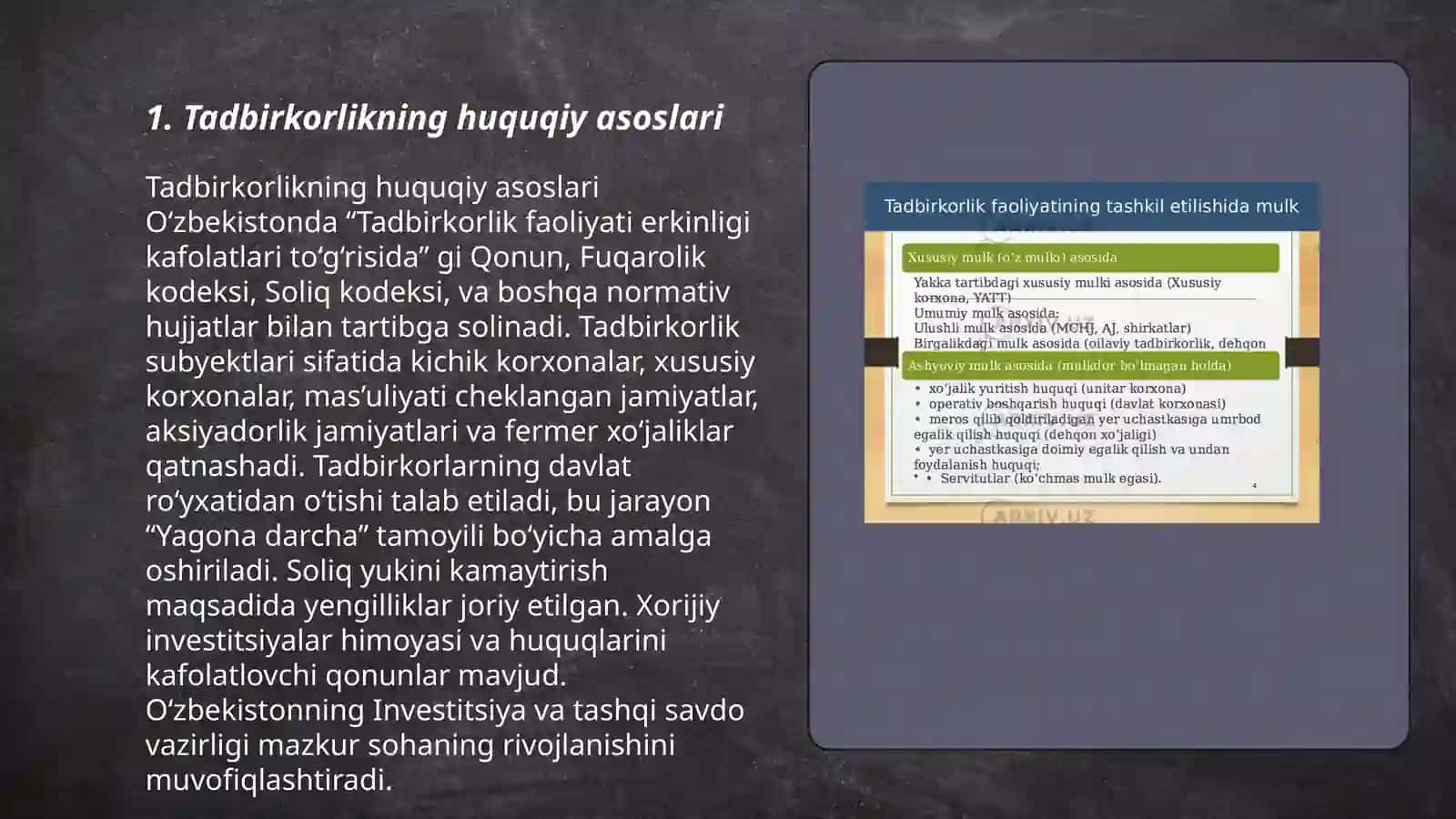 Tadbirkorlikning huquqiy asoslari 3