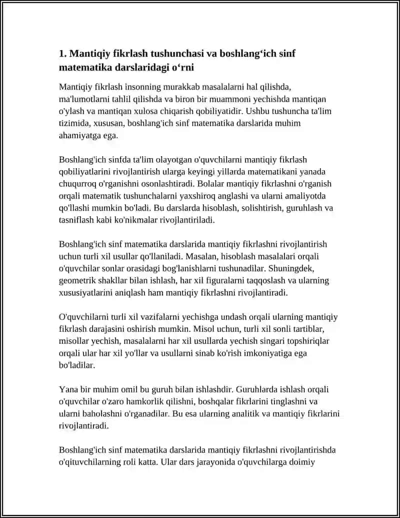 BOSHLANGʻICH SINF MATEMATIKA DARSLARIDA MANTIQIY FIKRLASHNI RIVOJLANTIRISH XUSUSIYATLARI 3