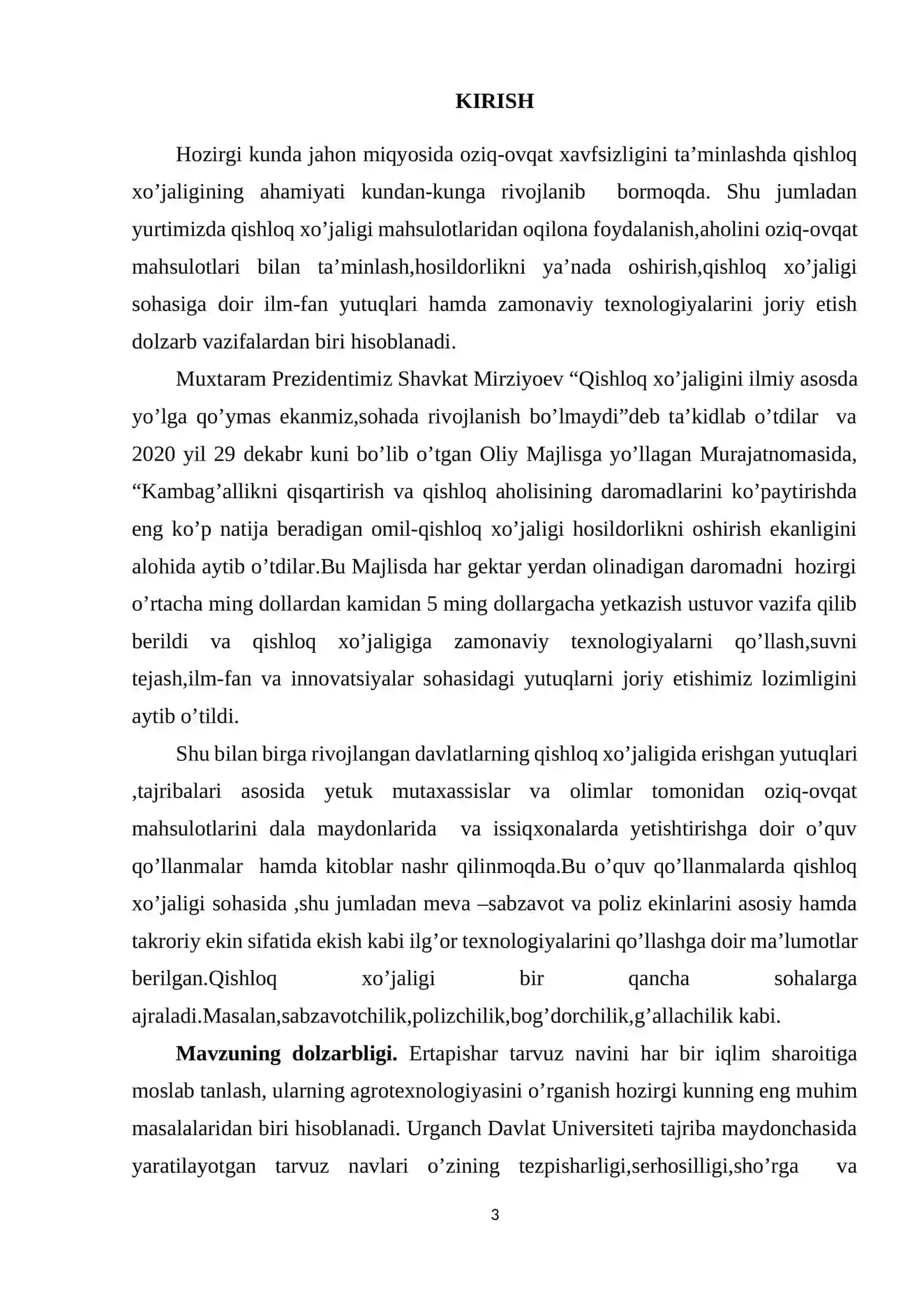 "Global tarvuz" navining hosildorligiga oʻgʻit me’yorini ta’sirini oʻrganish 3
