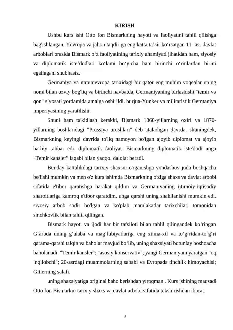 OTTO FON BISMARKNING HOKIMIYATGA KELISHI 3