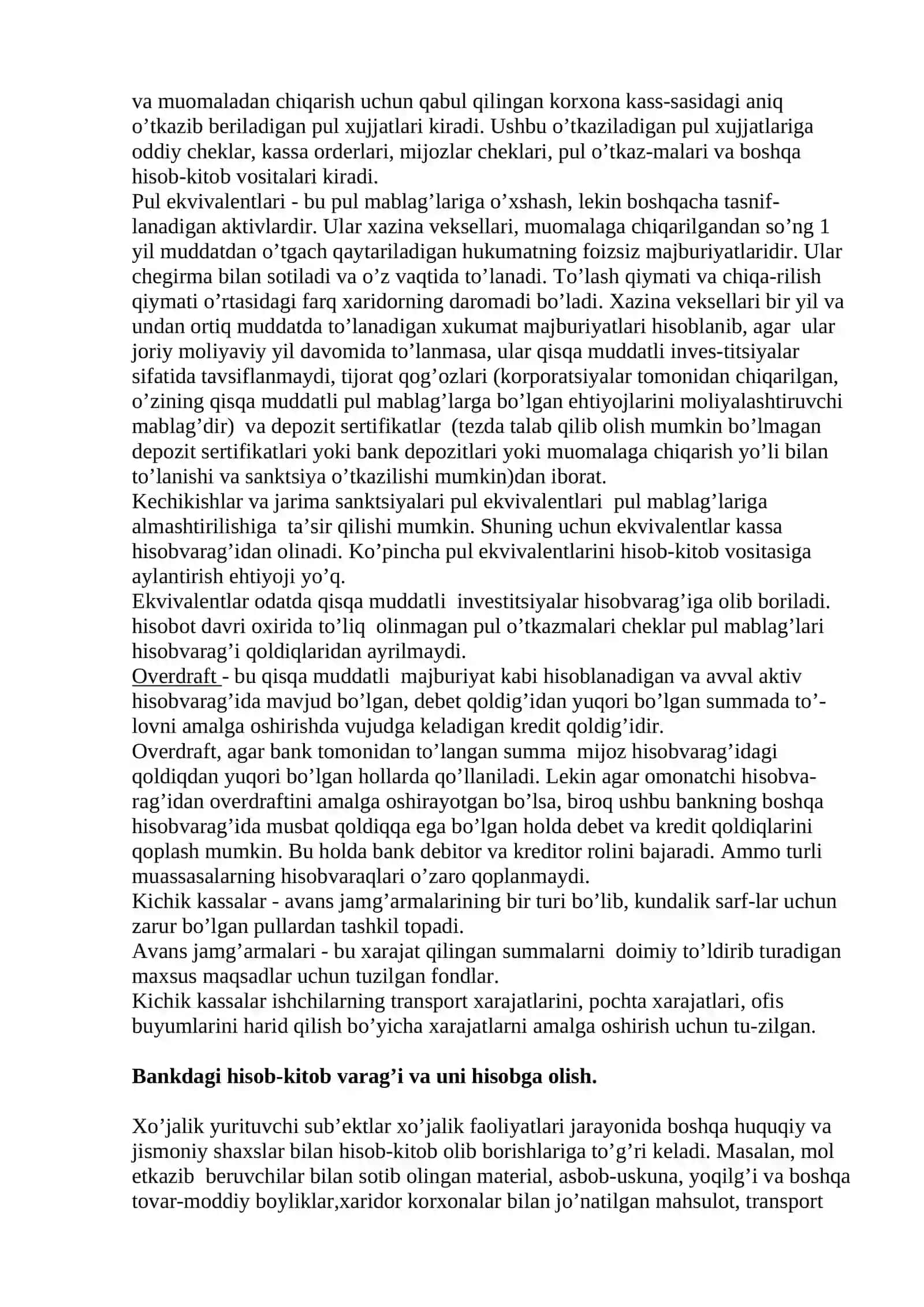 Pul mablag’lari va olinadigan hisobvaraqlar hisobi 3
