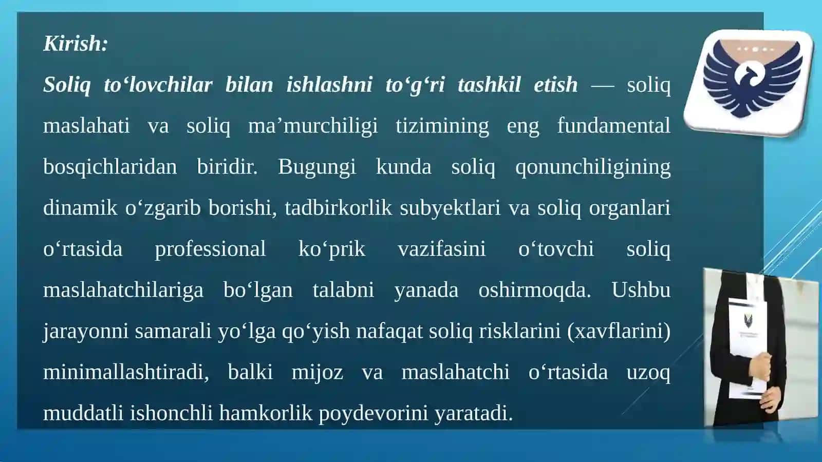 Soliq toʻlovchilar bilan ish tashkil qilishning xususiyatlari 3
