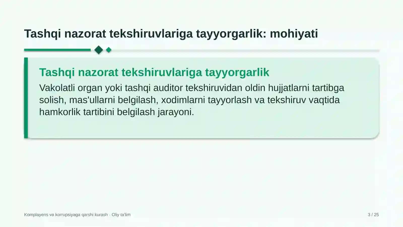 yaylov chorvachiligida komplayens bo'yicha tashqi nazorat tekshiruvlariga tayyorgarlik 1958 3