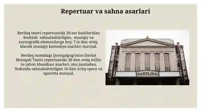 Berdaq nomidagi Qoraqalpoq davlat musiqali teatri va Volksteatr 3
