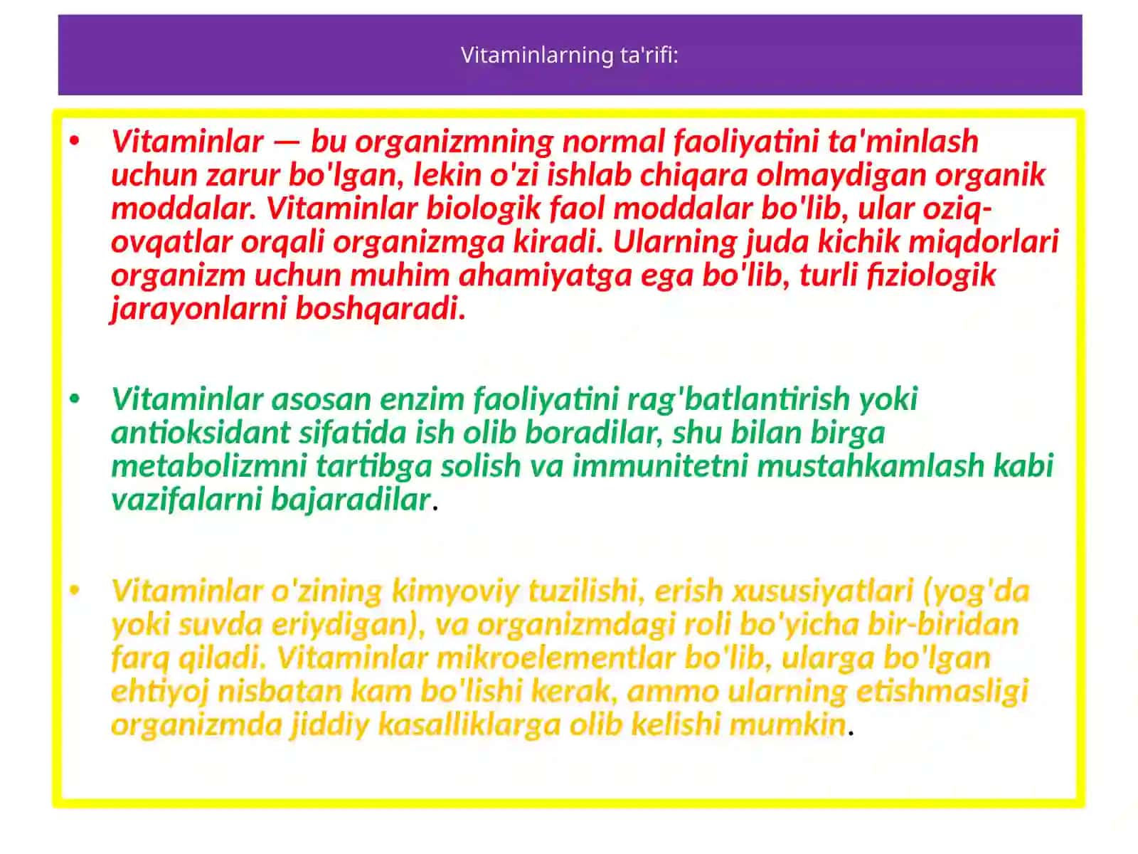 Vitaminlar ta'rifi 3