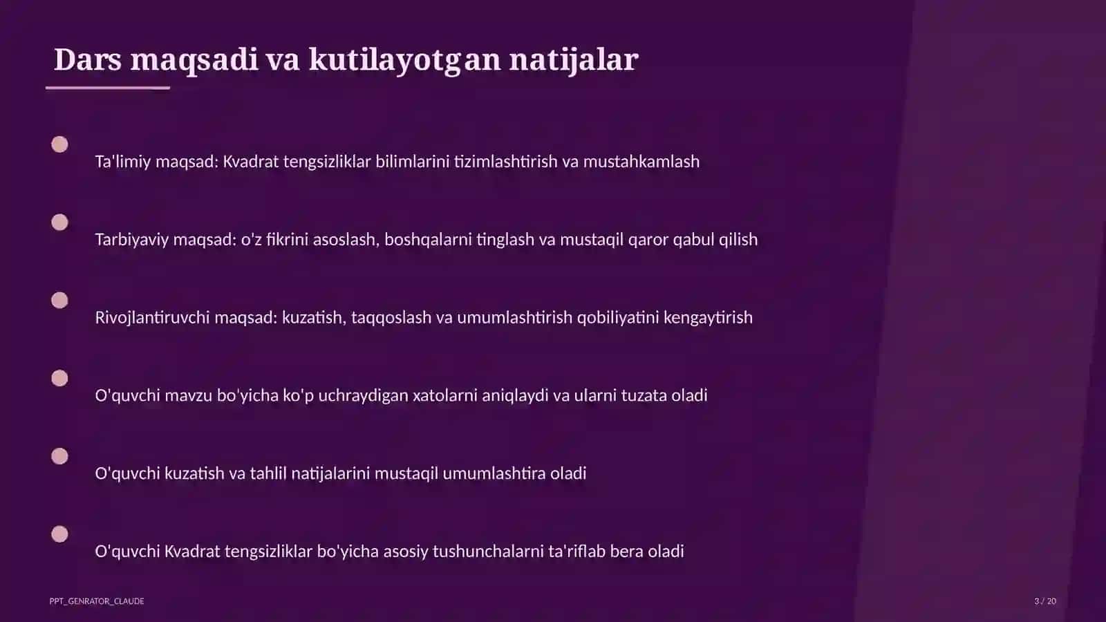 Kvadrat tengsizliklar (9-sinf) 3
