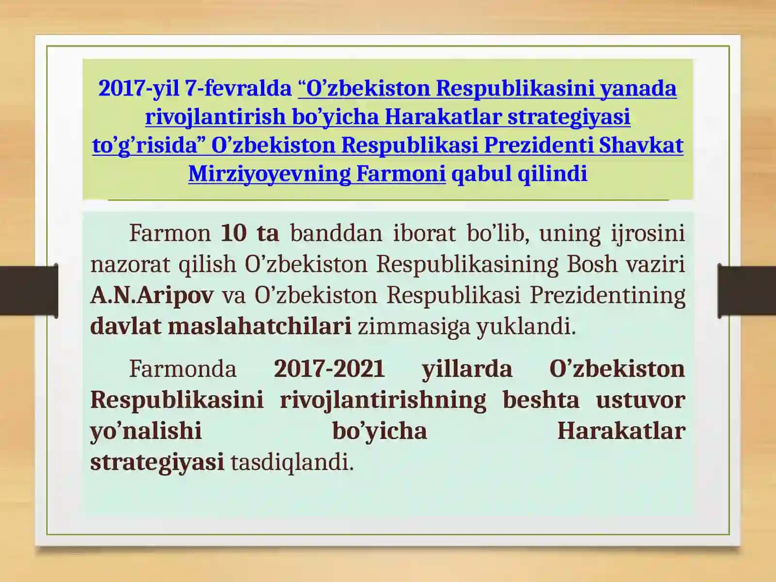 YANGI O'ZBEKISTONNI RIVOJLANTIRISH STRATEGIYASI 3