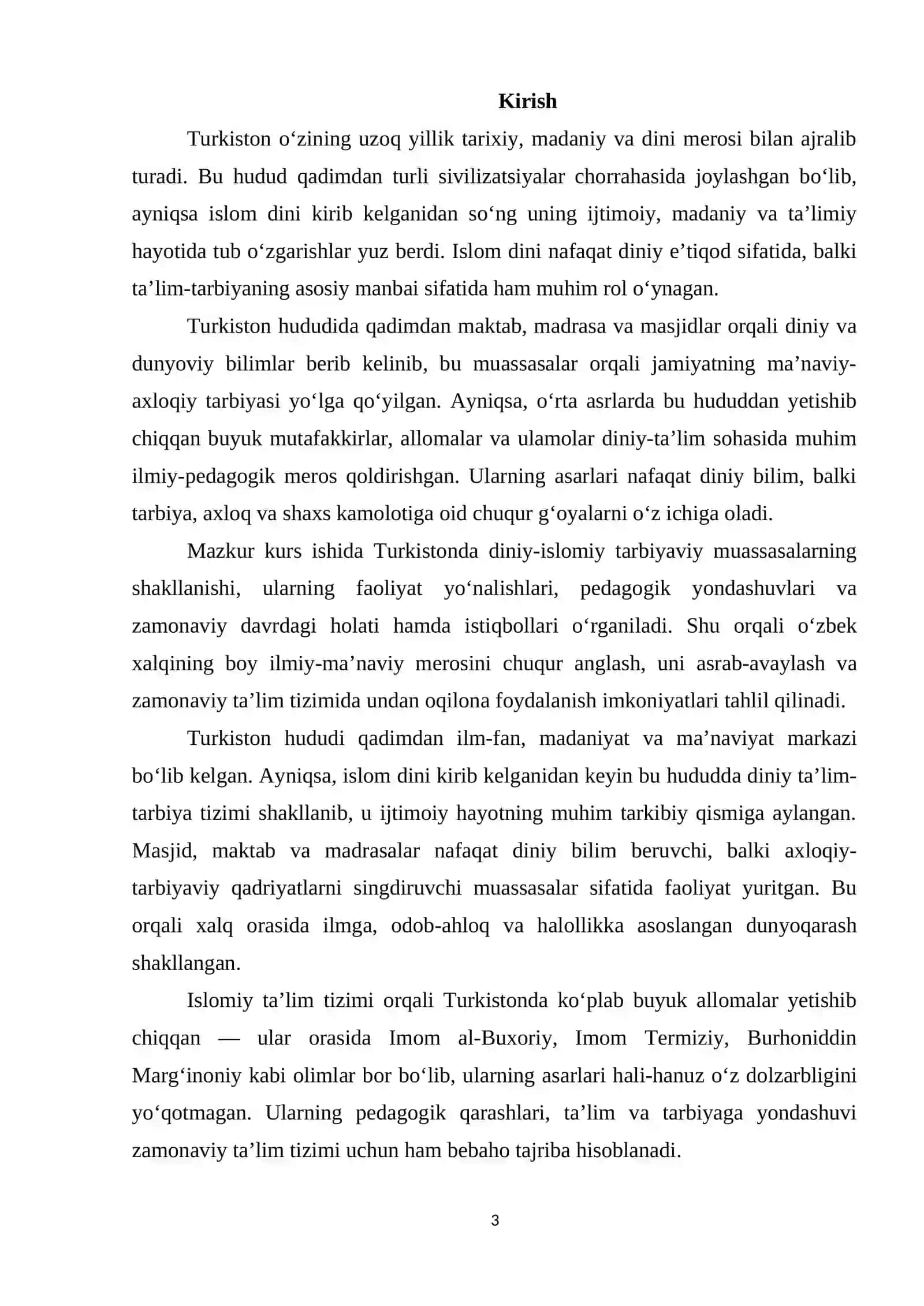 Turkistonda diniy-islomiy tarbiyaviy muassasalar va pedagogik  fikrlar taraqqiyoti 3