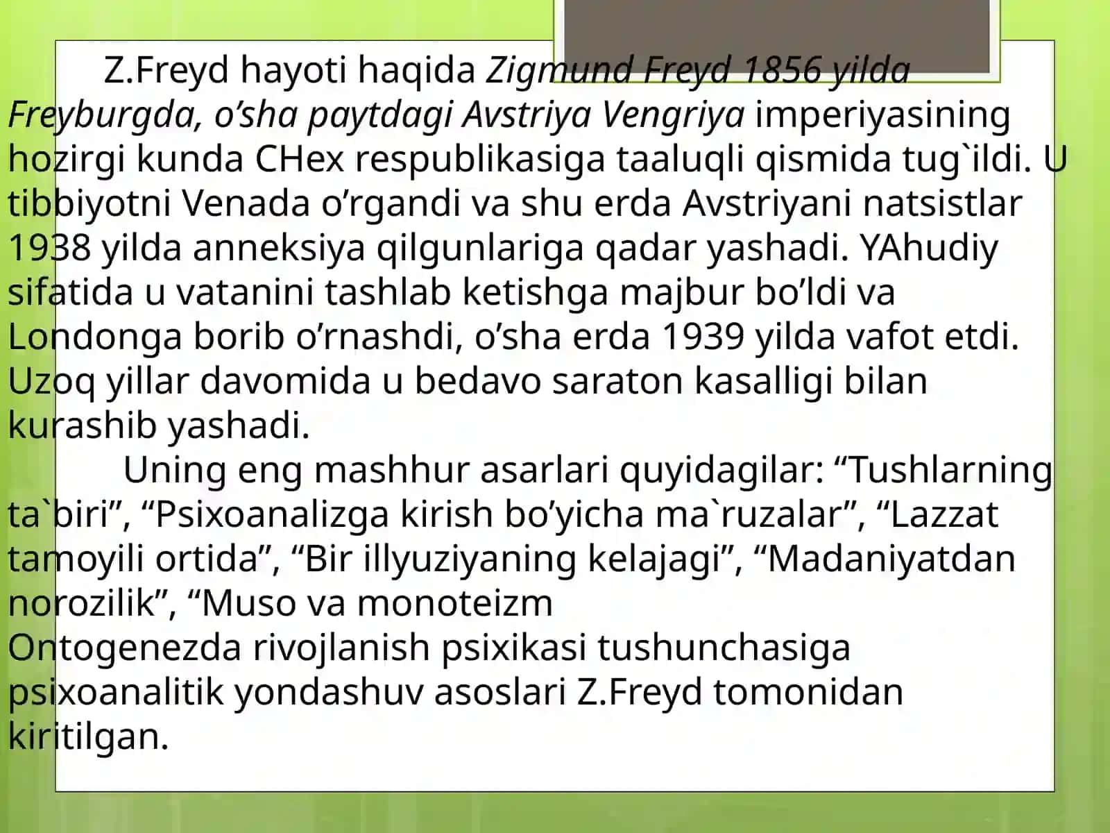 PSIXOLOGIK MAKTABLAR DARIVOJLANISH NAZARIYALARI 3