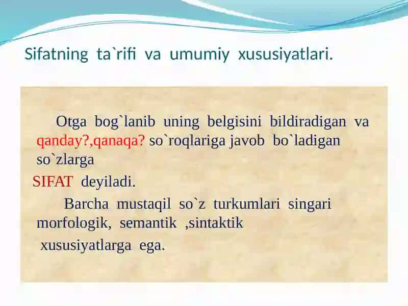 Sifat so`z turkumi 3