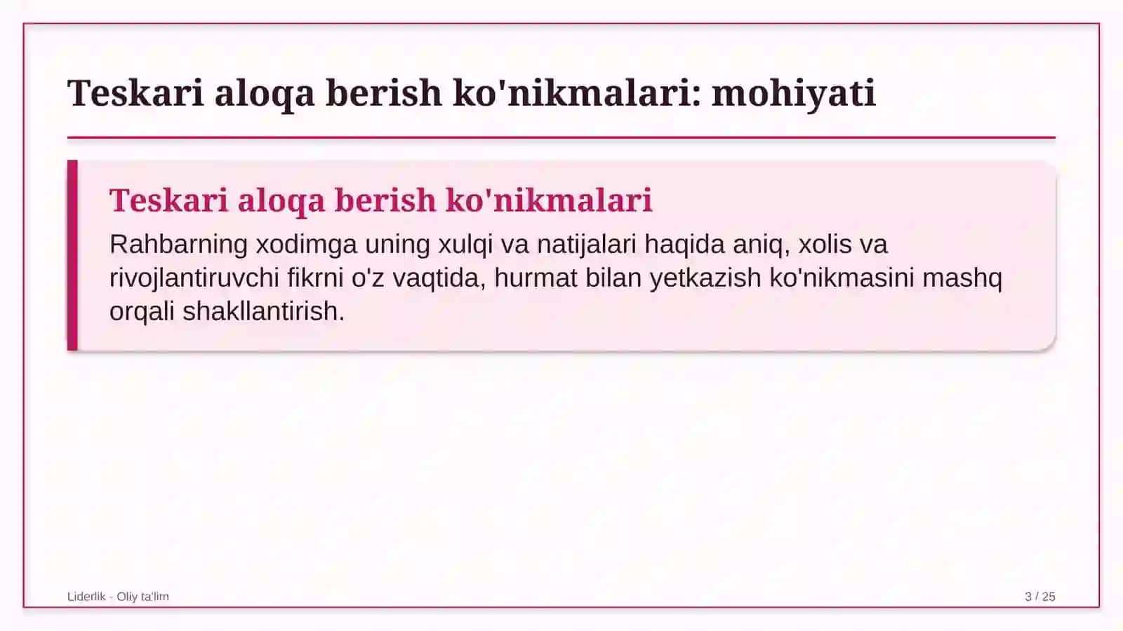 zargarlik ustaxonalarida teskari aloqa berish ko'nikmalarini rivojlantirish 4880 3