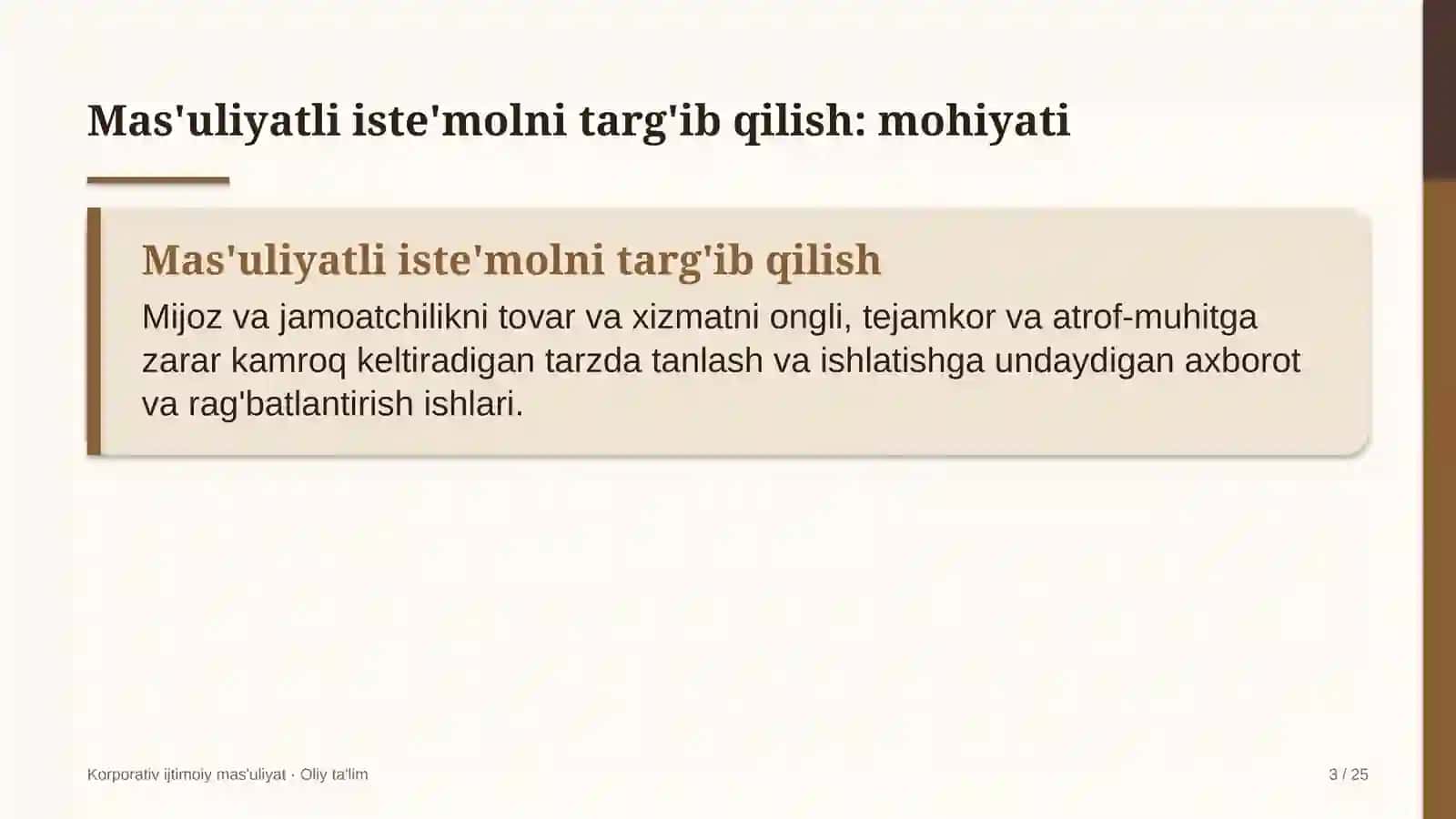 qo'riqlash xizmatlarida mas'uliyatli iste'molni targ'ib qilish 7710 3