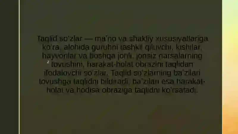 Taqlid Soʻzlar 3