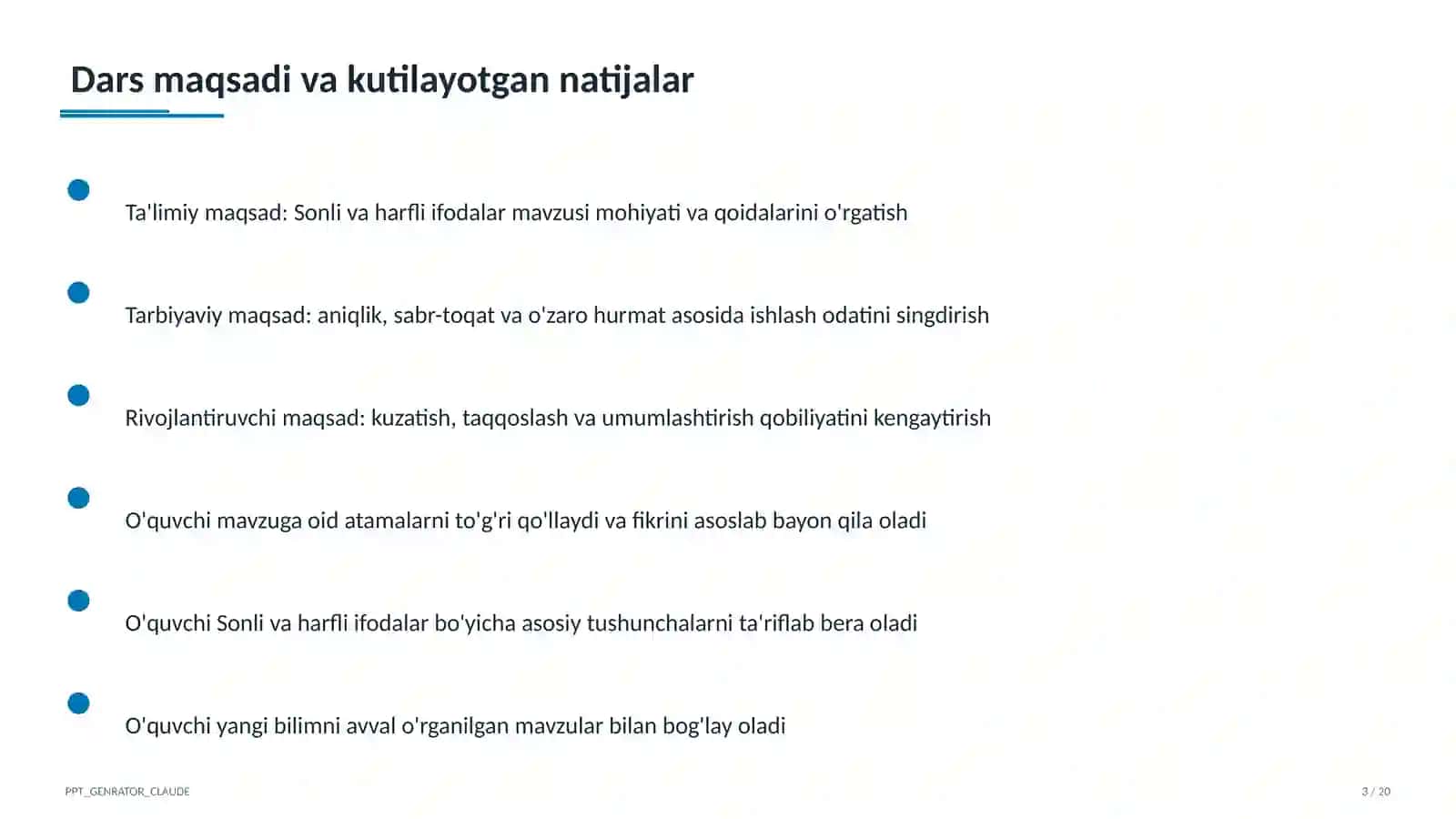 Sonli va harfli ifodalar (5-sinf) 3