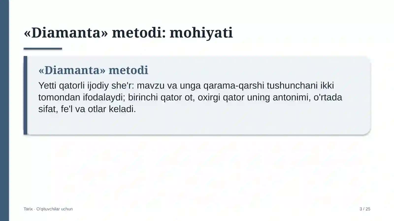 tarix darslarida diamanta metodidan foydalanish 6177 3