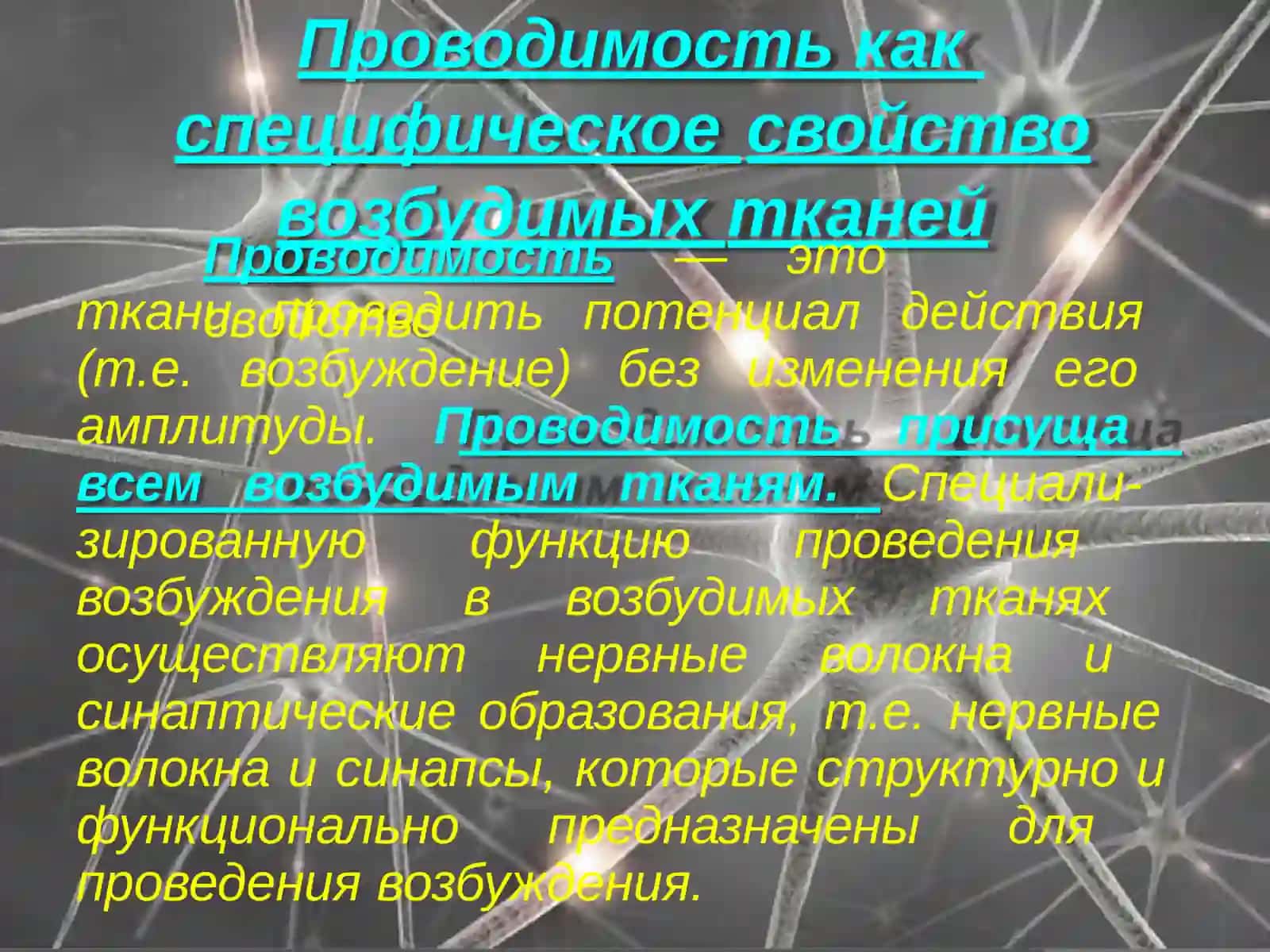 Проводимость как специфическое свойство возбудимых тканей 3
