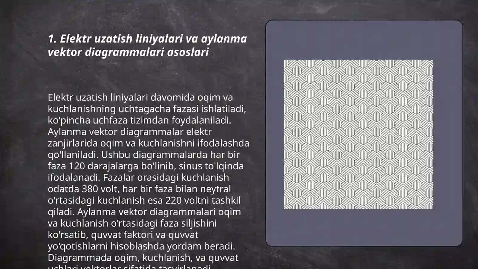 Elektr uzatish linyalari parametirlarining aylanma vektor diagrammalari 3