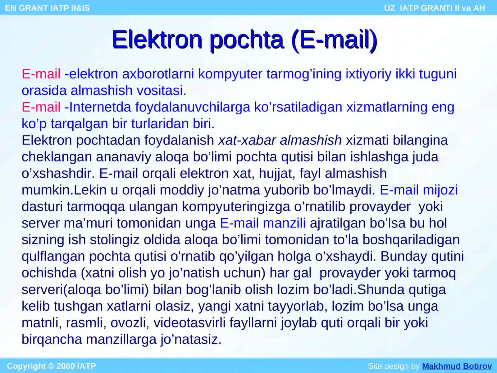 ELEKTRON POCHTA(E-mail) 3