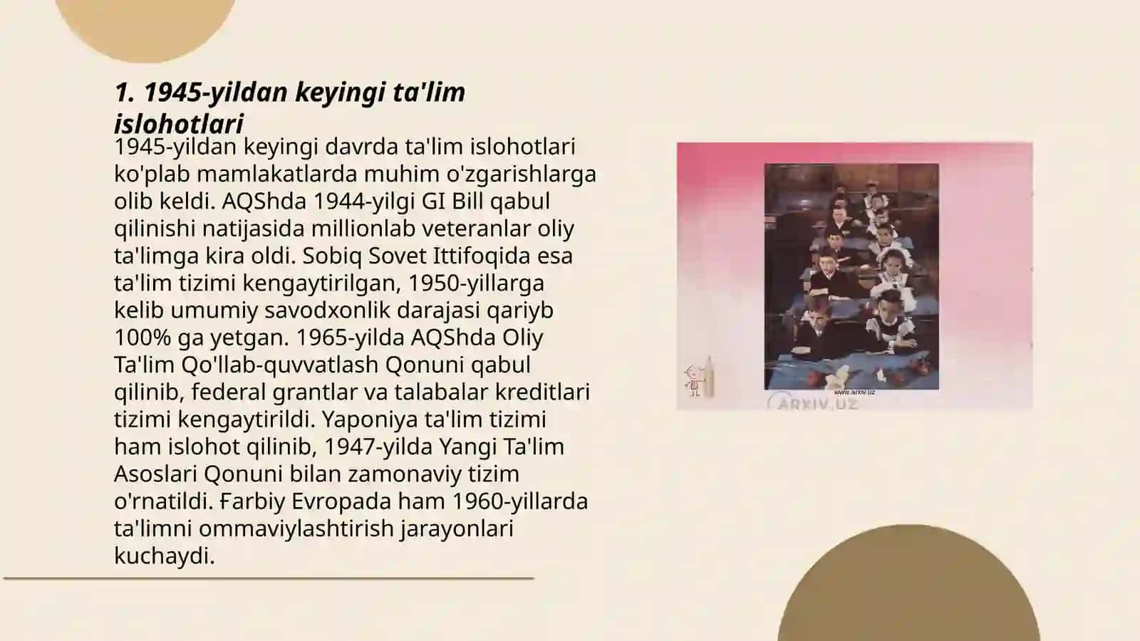 Mustaqillikkacha bo'lgan yillarda(1945-1990) O'zbekistonda maktab va pedagogika fanining taraqqiyoti 3